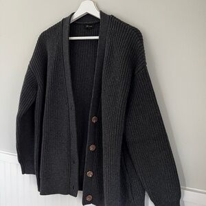 Brand New Quince Cotton Cardigan in charcoal